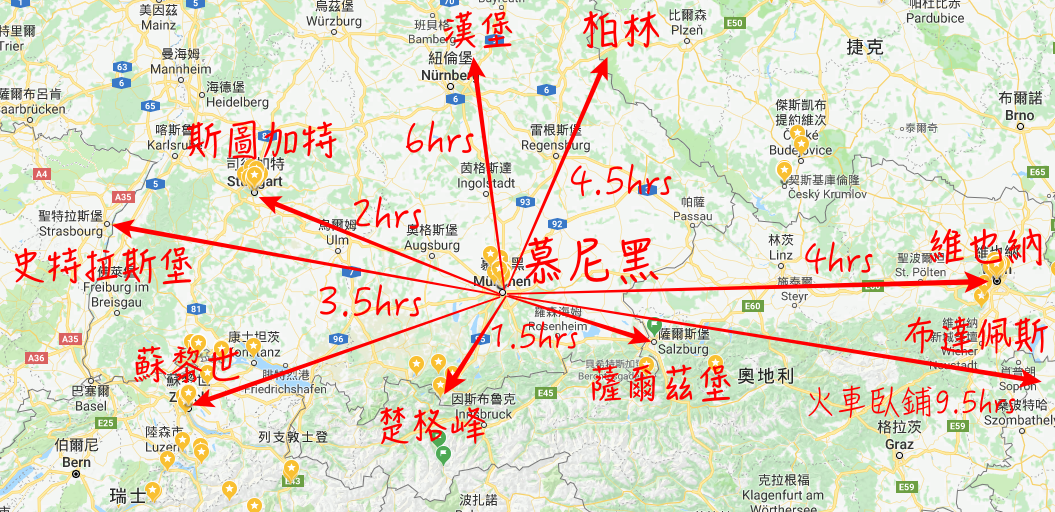 munich-train-map, 慕尼黑交通, 慕尼黑火車, 坐火車去旅行, 歐洲火車, 跨國火車