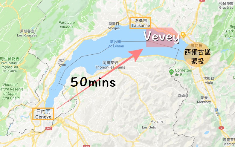 veveymap, 沃韋, 瑞士, 雷夢湖, 瑞士自助, vevey散步地圖, 瑞士自由行, 法語區, 卓别林