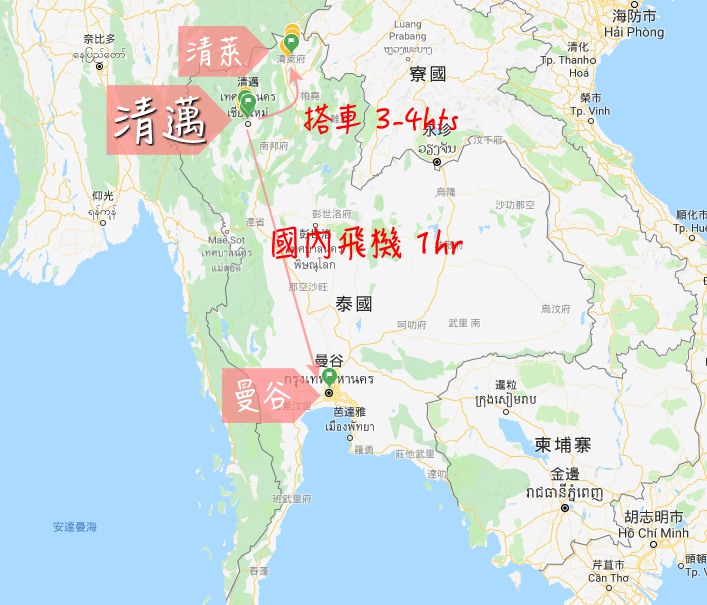 chiangmai-map, 清邁地圖, 清邁地理位置, 泰北地理位置, 清邁自助, 清邁自由行