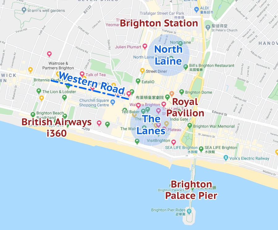 Brighton, 布萊頓, 布萊頓交通, 英國布萊頓, 倫敦布萊頓, 布萊頓市區地圖