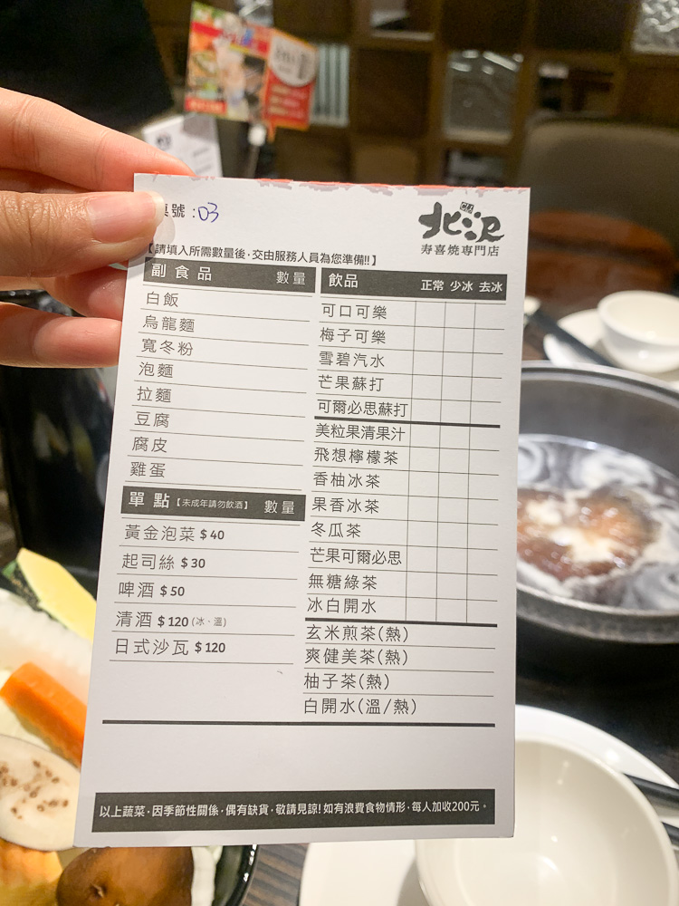 北澤壽喜燒, 台中壽喜燒, 台中美食, 北澤公益店, 壽喜燒吃到飽