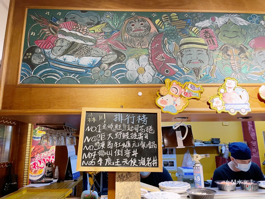 森川丼丼大橋橫町菜單2021, 日式料理, 台中美食, 炙燒鮭魚, 巨大野鰻
