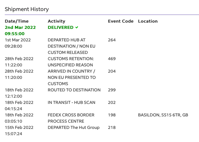 Coggles 國際運費，Fedex 運送工作天數