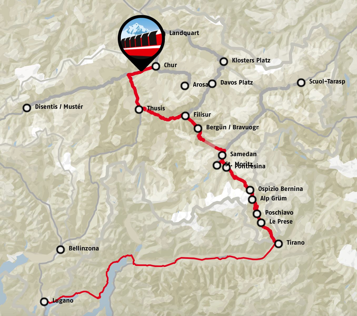 取自伯連納列車官網：Rhaetian Railway