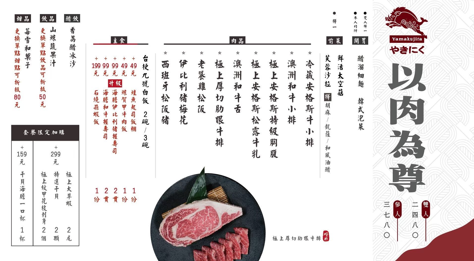 山鯨燒肉菜單｜台中漢口路美食