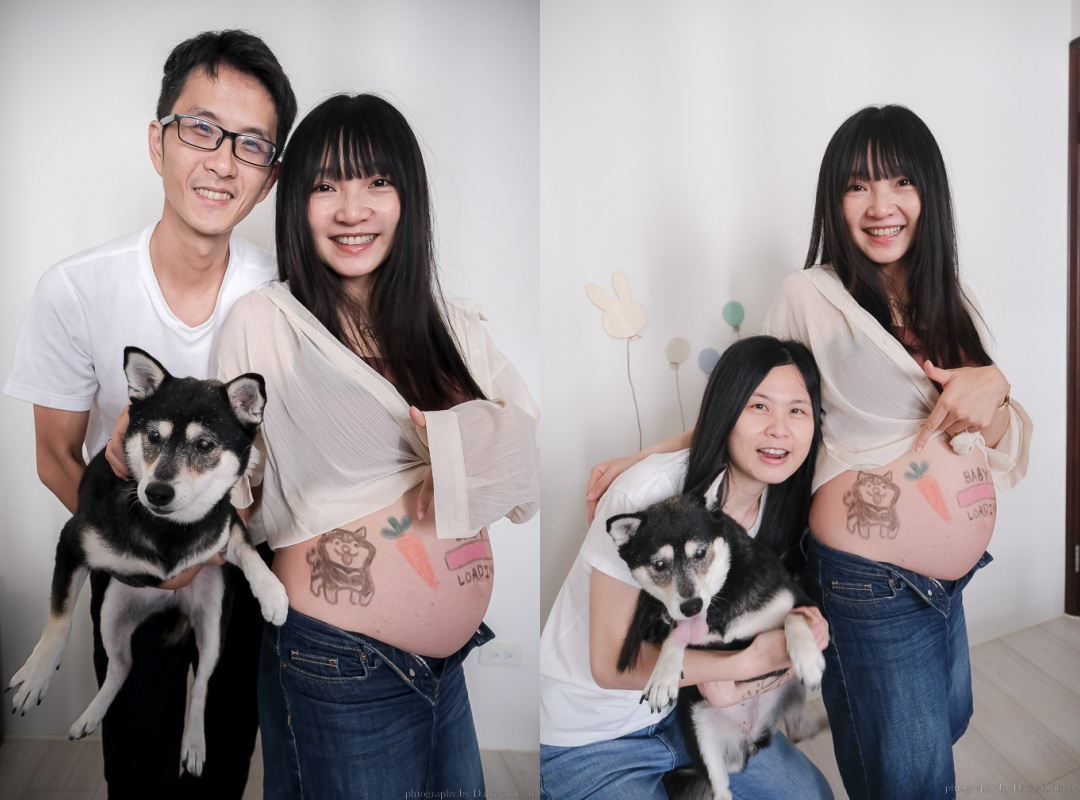 孕婦寫真紀錄》32W 自助拍孕婦寫真，留下孕肚的記憶，但毛小孩一起拍真是高難度！