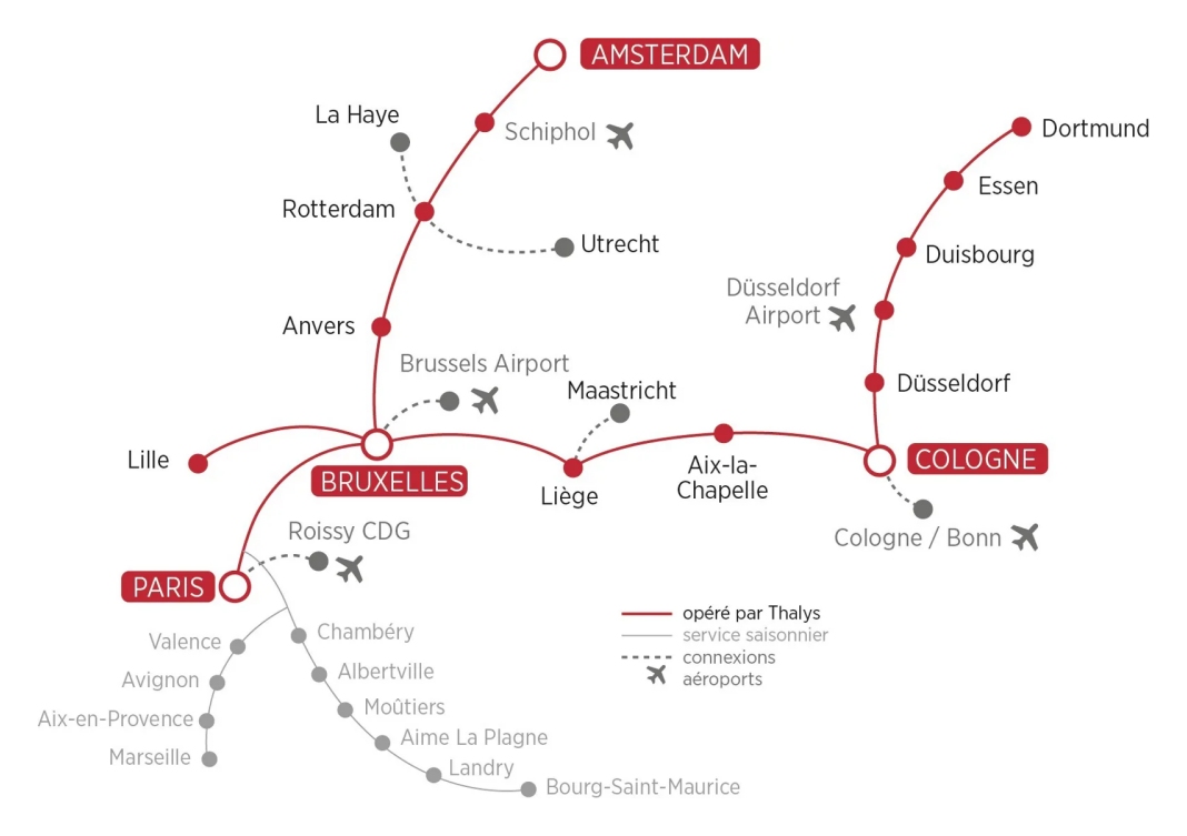 大力士列車 Thalys 行駛路線