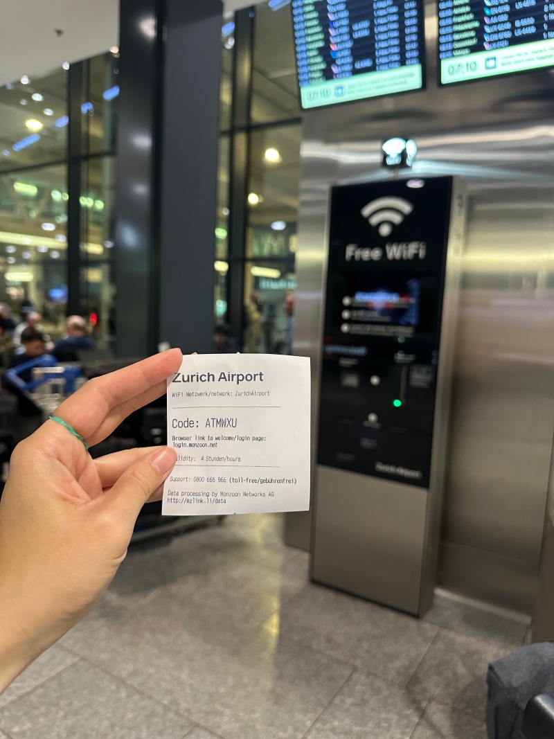 瑞士蘇黎世機場免費WIFI