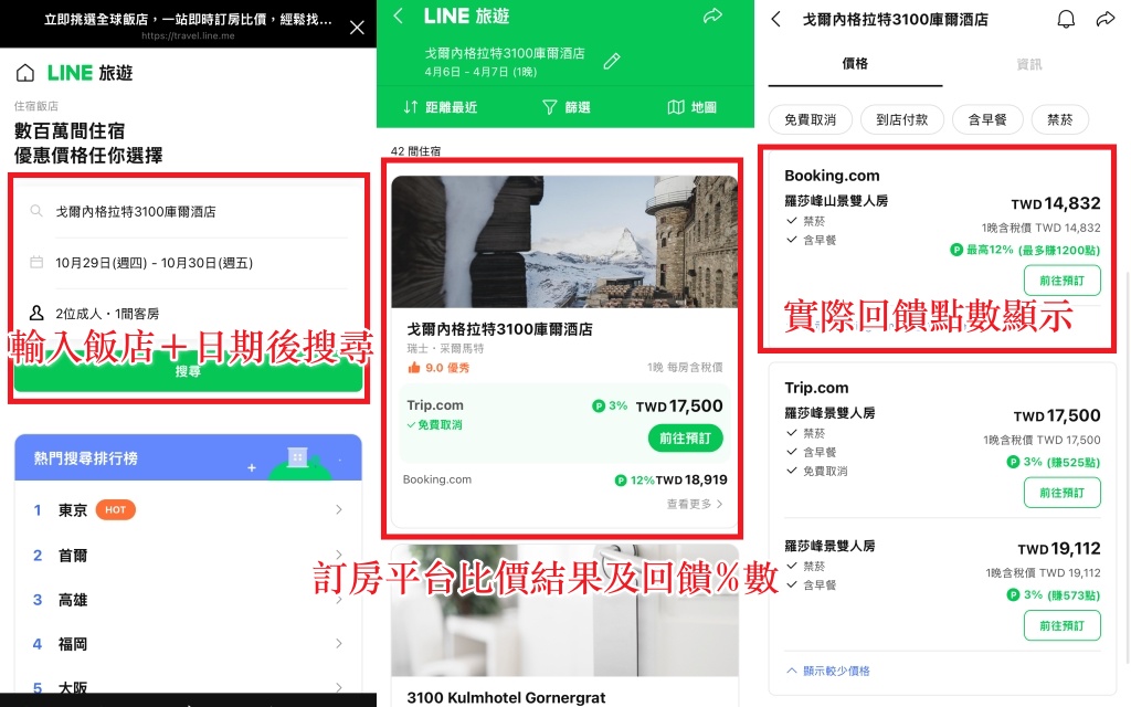 Line導購飯店訂房比價